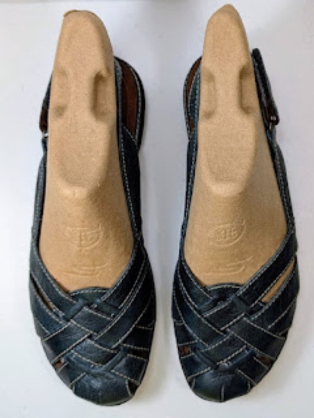 Baretraps Blue Leather Closed Toe Fisherman Comfort Slingback Sandals Womens 10M